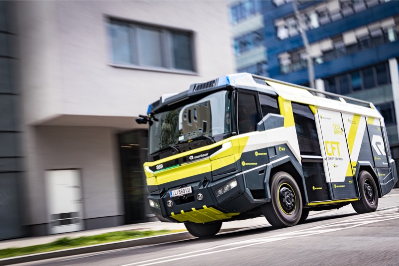 Hybrid fire truck under the auditor’s pump
