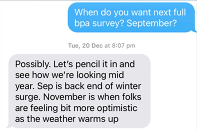 Health culture survey delayed for ‘optimistic’ weather