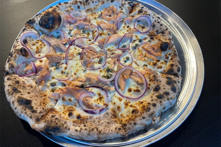 The smoked-trout pizza standout