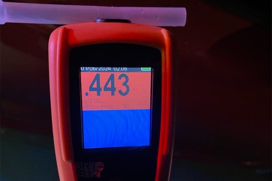 Driver blows a near-fatal breath test