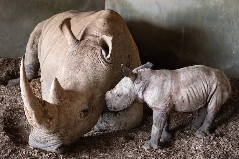 Zoo celebrates new white rhino calf