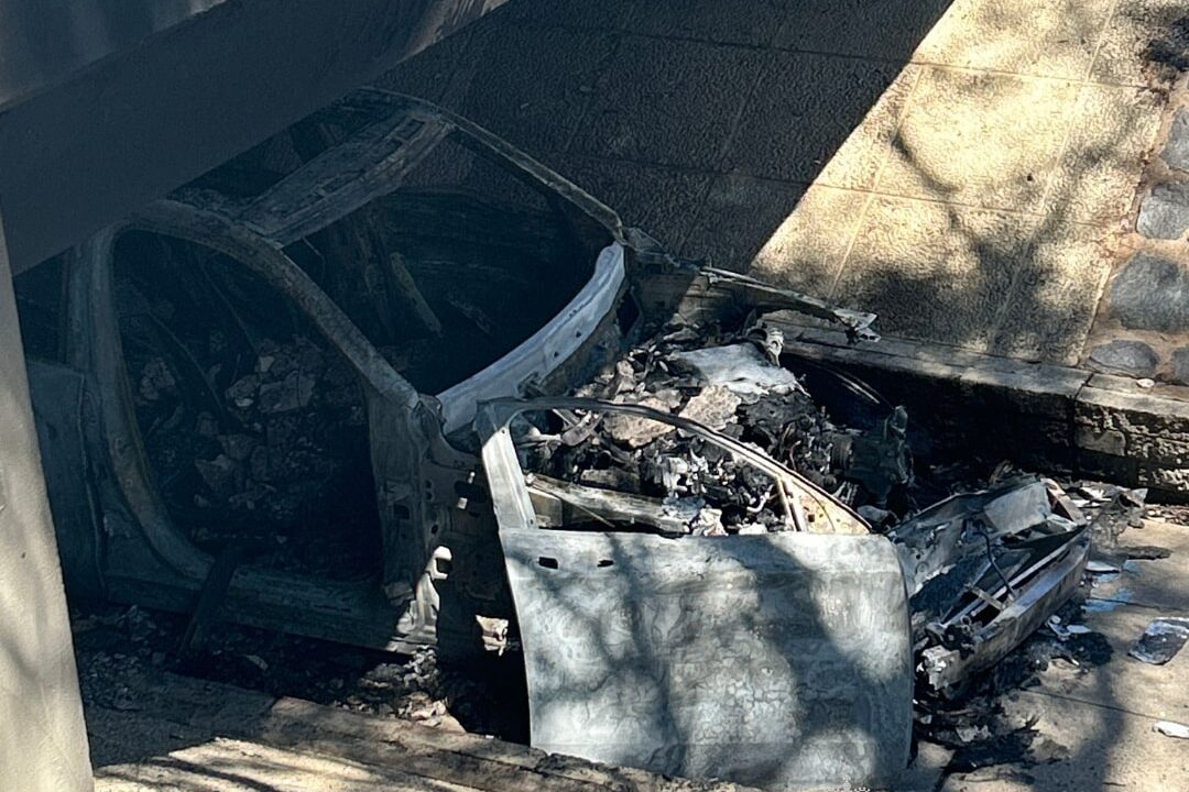 Ram-raid Mercedes burnt out in underpass