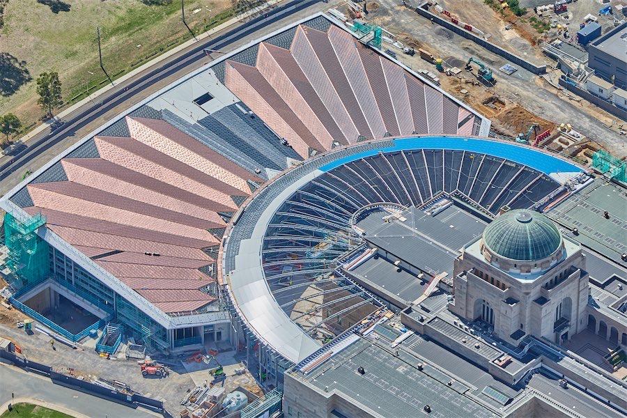 Memorial unveils its Rising Sun copper roof