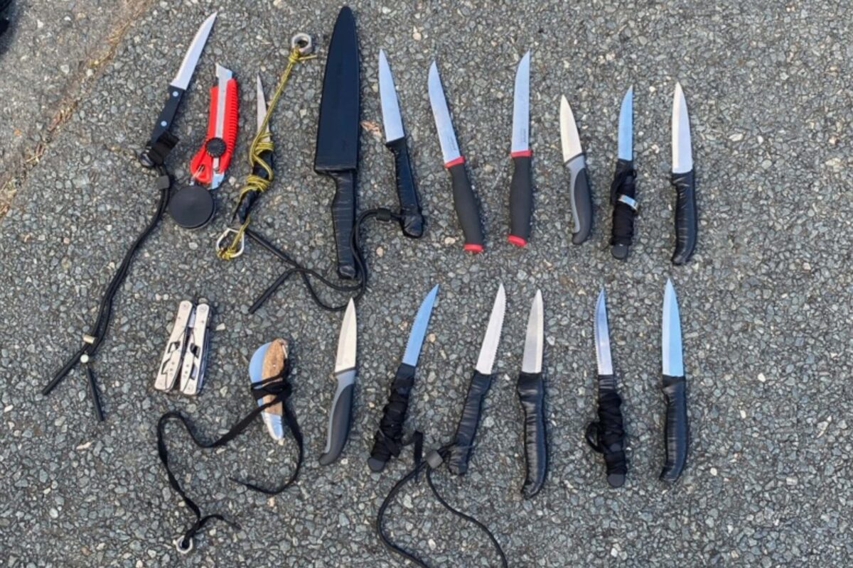 Man arrested with stolen booze and 14 knives