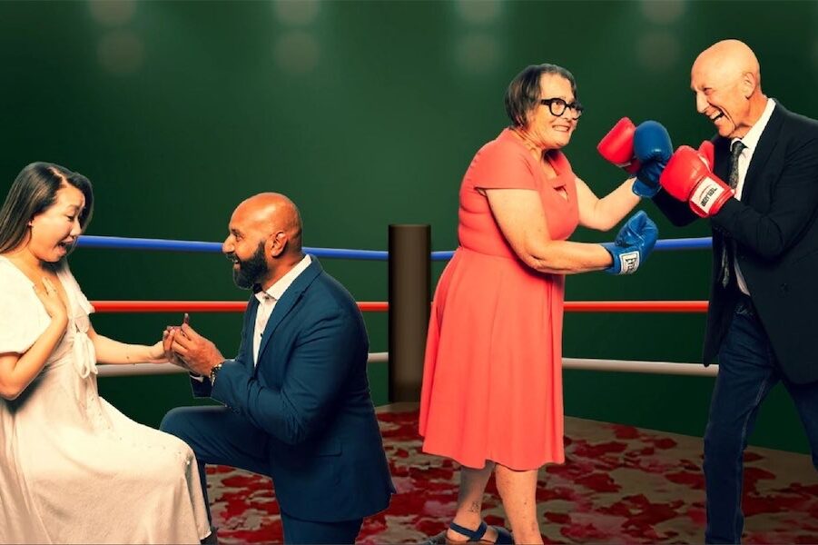 Wedding ring to comedy boxing ring
