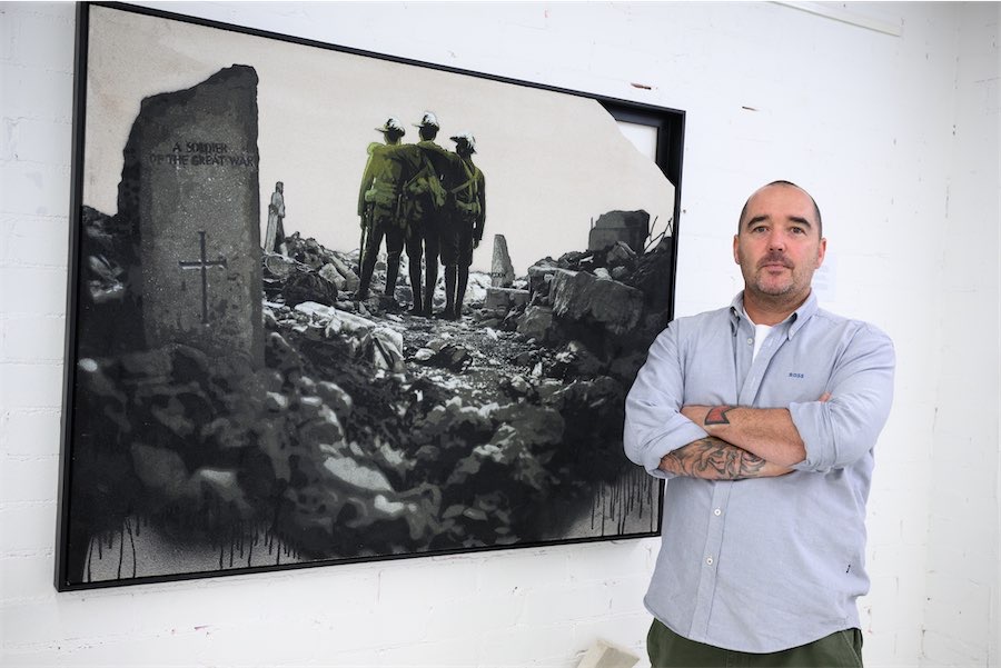 Stencil artist grieves Anzac graves destroyed in Gaza