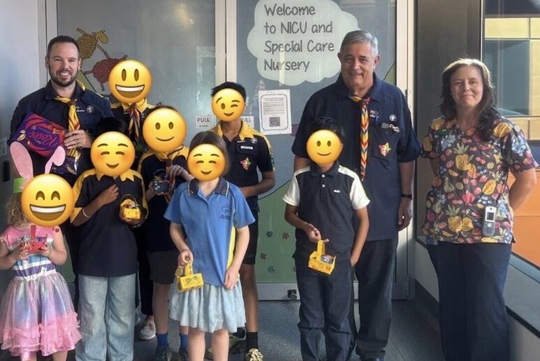 Young Scouts play Easter Bunny to mums in hospital