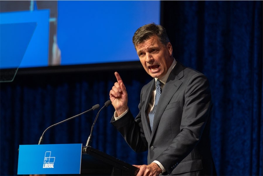 Angus Taylor draws ‘battlelines’ in key party address