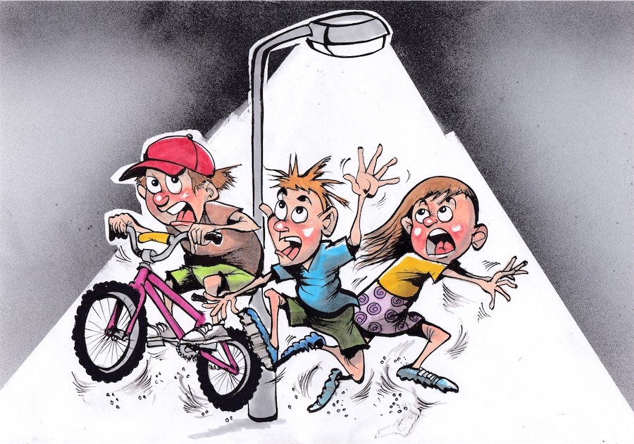 Scrambling home when the streetlights came on 
