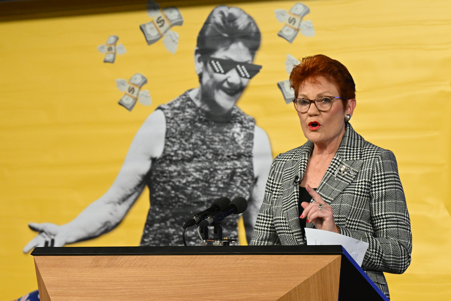 Hanson defies protest to call for ‘monocultural’ nation